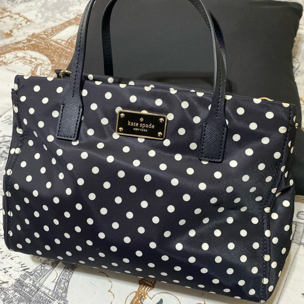 Kate Spade Navy and White Polka Dot Tote